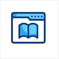 A blue icon of an open book on a white background vector