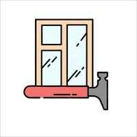 A hammer and window icon on a white background vector