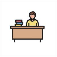 A man sitting at a desk with books on it vector