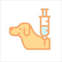 A dog with an injection in its mouth vector