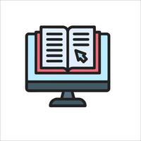 A computer monitor with an open book on it vector
