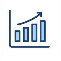 A graph with an arrow going up vector