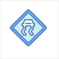 A blue and white icon of a man in a wheelchair vector