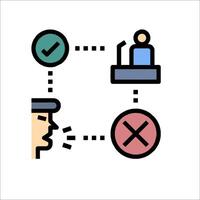 A person is talking to someone in a meeting vector