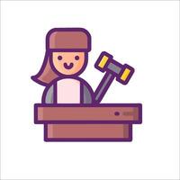A judge holding a hammer icon vector