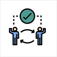 Two people are standing next to each other with a check mark vector