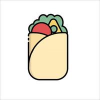 A taco in a paper bag with a slice of avocado vector