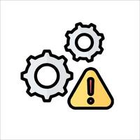 A gear wheel and a warning triangle icon vector