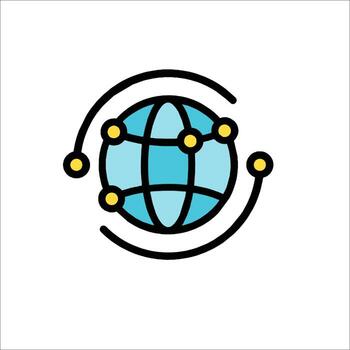The globe icon with a line around it vector