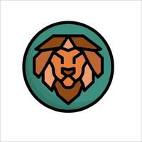 A lion head in a circle with a green background vector
