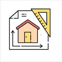 A house with a ruler and a ruler on top of it vector