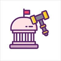 A judge's gavel and a flag on top of a building vector