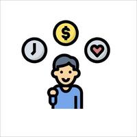 A man holding a dollar sign and a heart vector