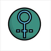 A female symbol in a circle with a blue outline vector