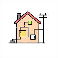 House with electrical wires and a light bulb vector