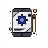 A smartphone with a gear wheel and pencil vector