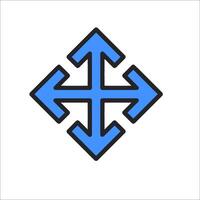 A blue arrow pointing to the left and right vector