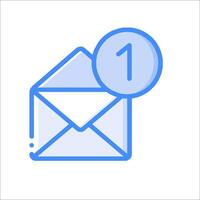 Email envelope icon with a blue circle vector