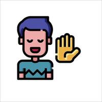 A man with a hand up and a stop sign vector