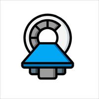 A blue and white icon of a wheel vector