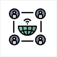 The icon for a wifi connection is shown with people around it vector