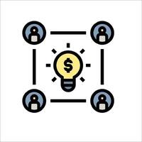 A light bulb with people around it and a dollar sign vector