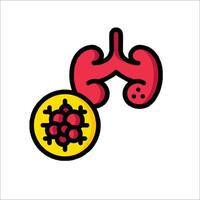 A red kidney and a yellow virus icon vector