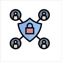 A shield with people around it and a lock on it vector