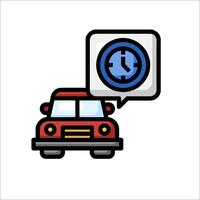 Car and clock icon vector