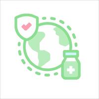 A green globe with a shield and a bottle vector