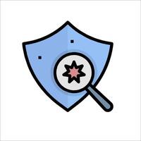 A shield with a magnifying glass and a star vector