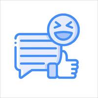 A smiley face with a speech bubble and thumbs up vector