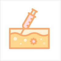 A syringe with a needle in it on a white background vector