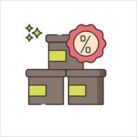 A stack of boxes with a percentage sign on top vector