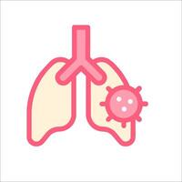 Lungs with a virus icon vector