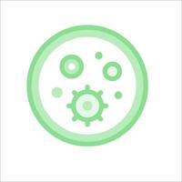 A green and white icon of a virus vector