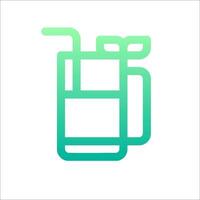 A green and blue icon of a drink in a glass vector