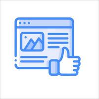 A hand giving a thumbs up to a website vector