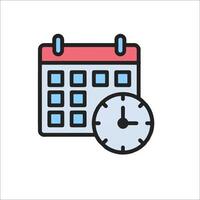 A calendar and clock icon on a white background vector