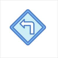 A blue arrow pointing left in a square icon vector