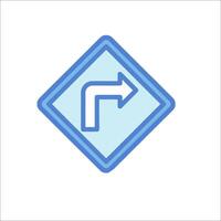 A blue and white sign with an arrow pointing right vector