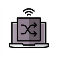 A laptop with a wifi symbol on it vector