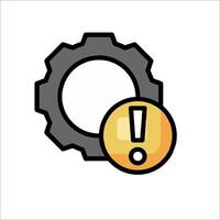 A gearwheel with an exclamation mark on it vector