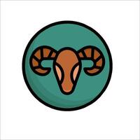 A ram's head in a circle with a brown background vector