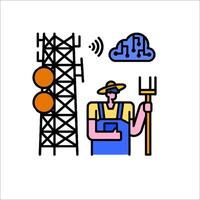 A man with a shovel and a cell tower vector