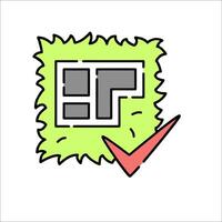 A green square with a check mark on it vector
