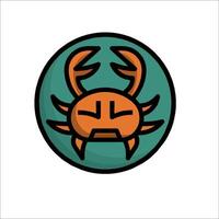 A crab icon in a circle with a face vector