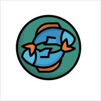 A fish icon with a circle around it vector
