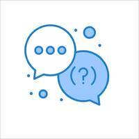 A blue speech bubble with question mark vector