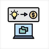 A laptop with a light bulb and a dollar sign vector